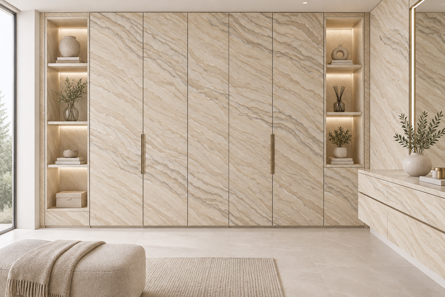 Design visualization: mineral wardrobe alcove in Dune, decor HG3004