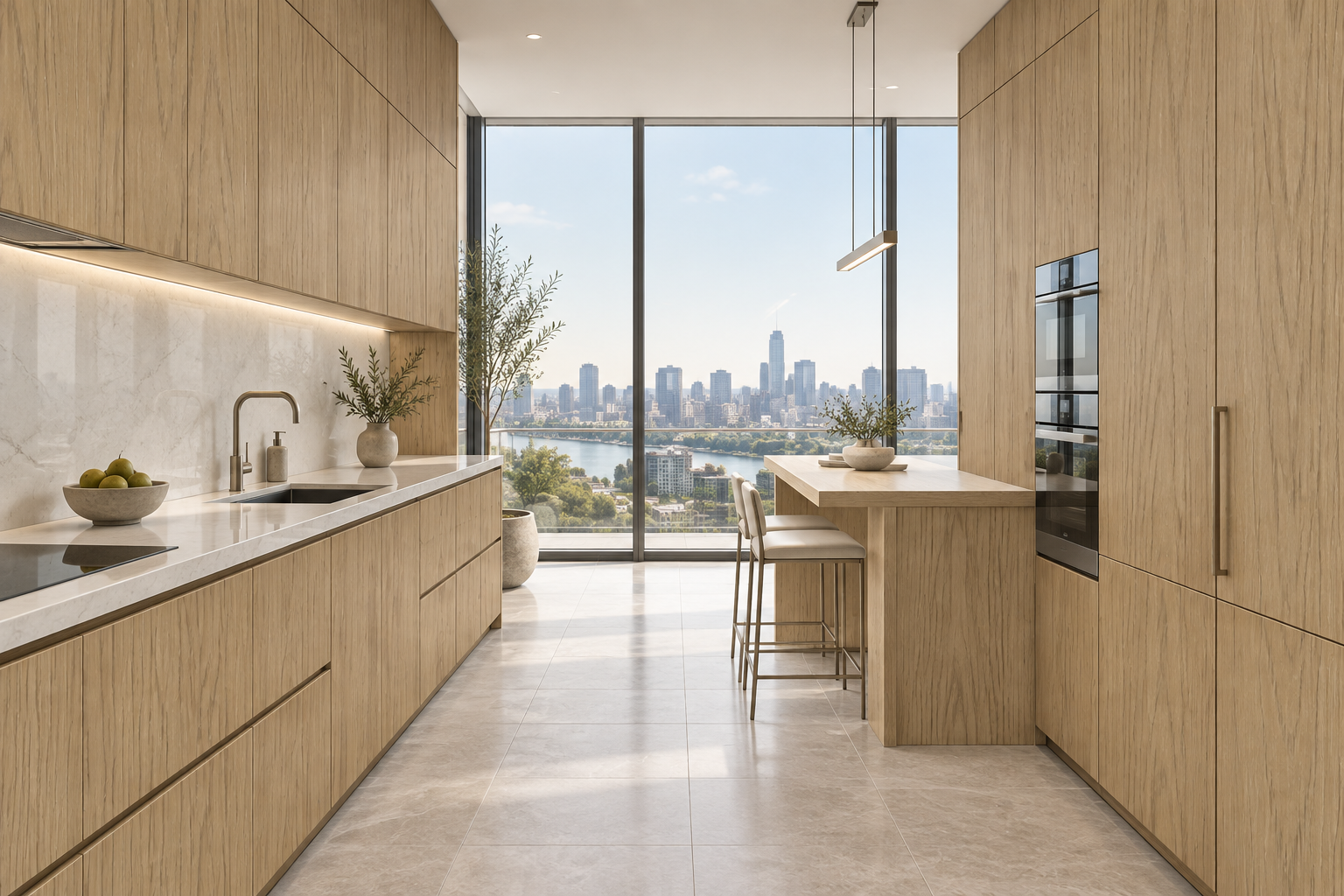 Kitchen design visualization with Braddon Oak Yellow HK2038 cabinetry