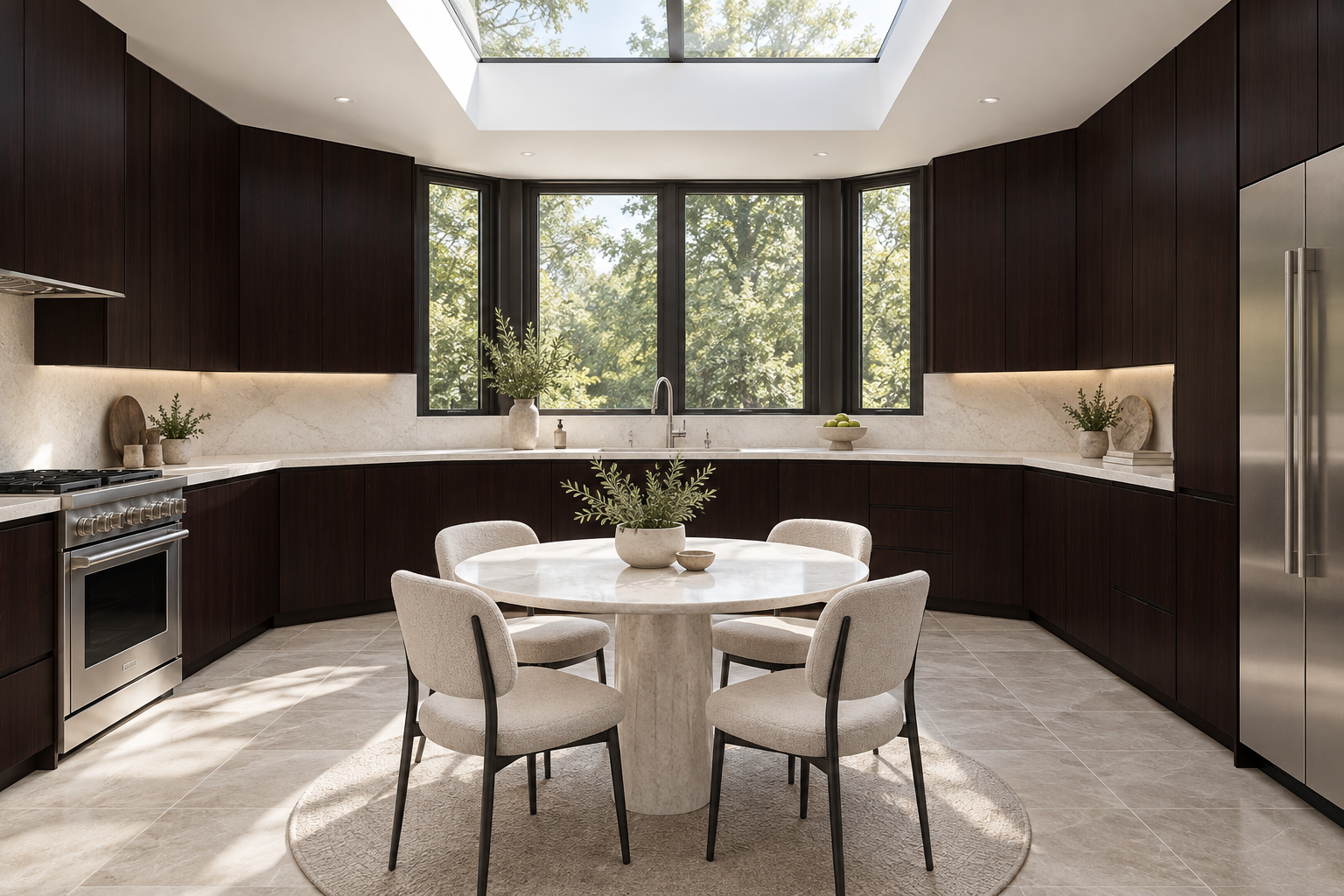Kitchen design visualization with Shanshui Elm Ink HQ6122 cabinetry