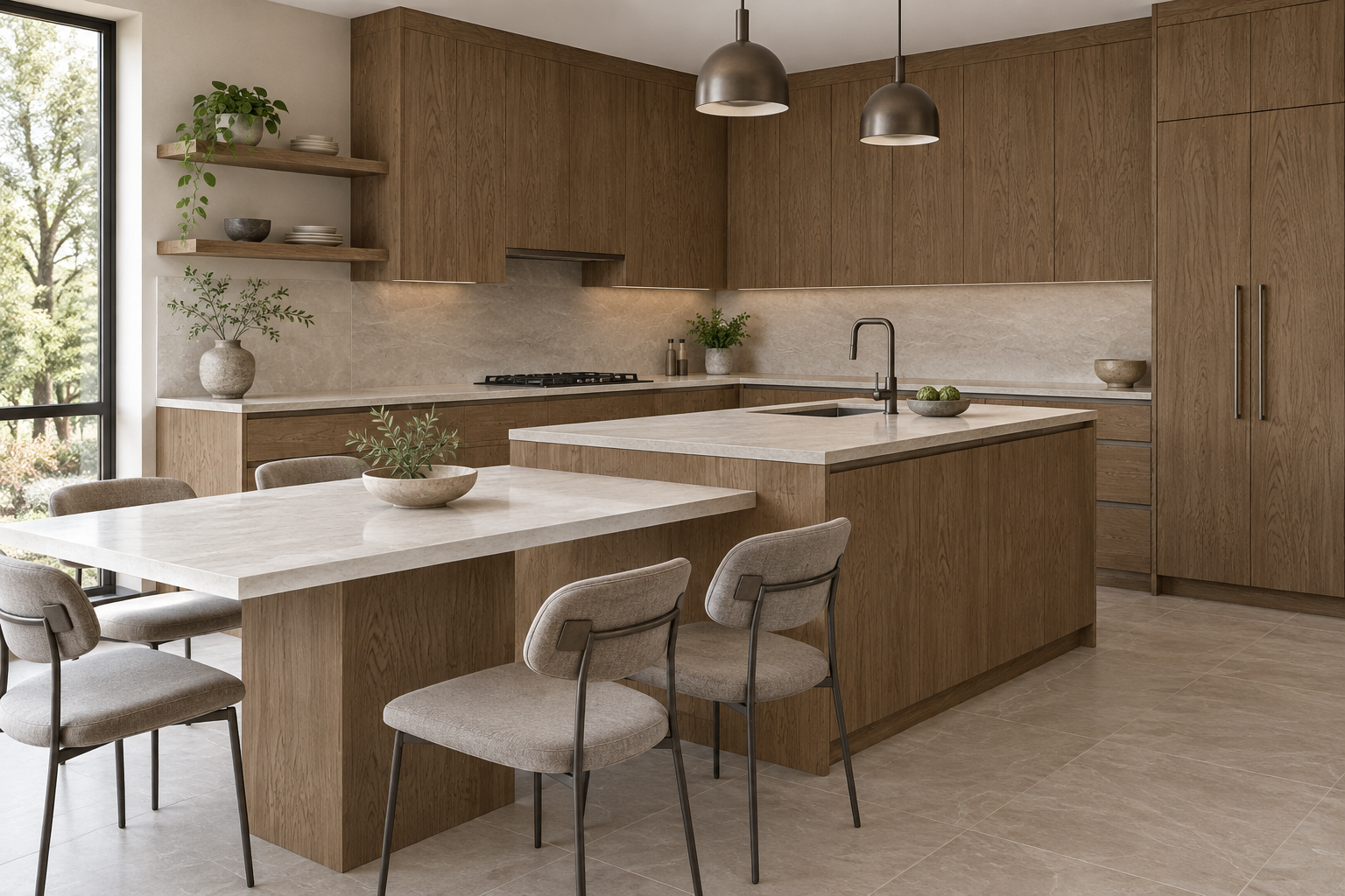 Kitchen design visualization with Bessie Hickory Brown HT6041 cabinetry