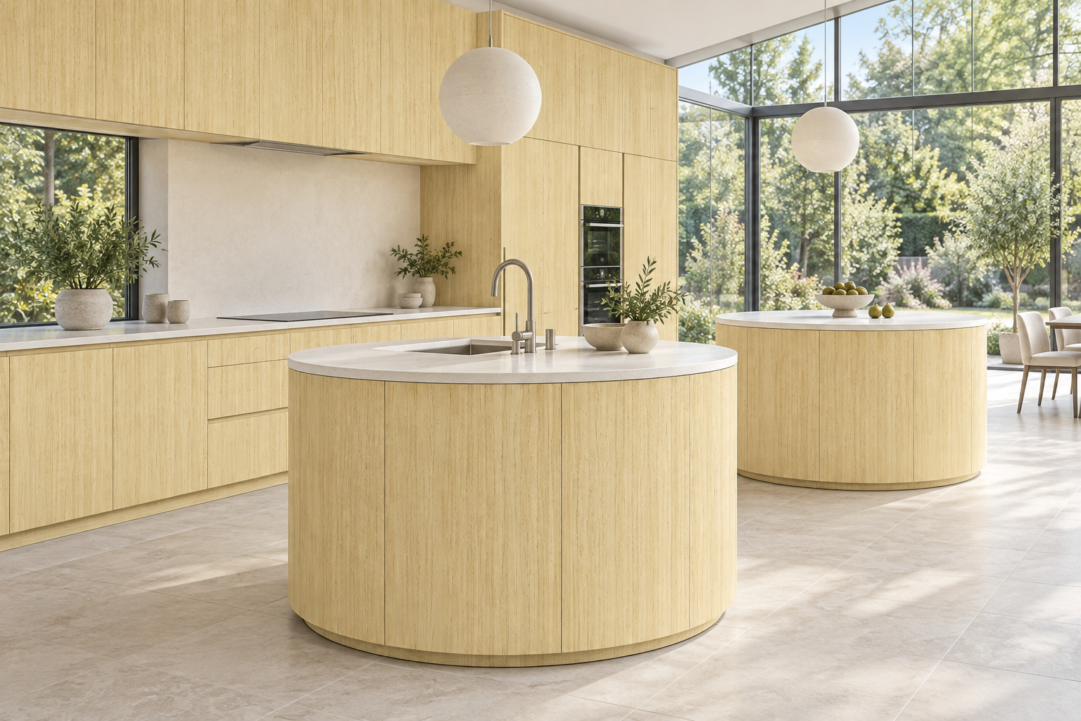 Kitchen design visualization with Bessie Hickory Yellow HT6043 cabinetry