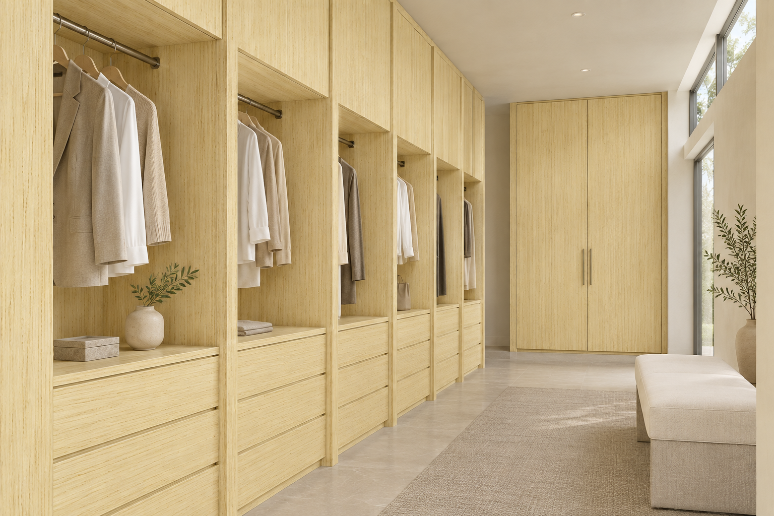 Design visualization: open dressing arcade in Bessie Hickory Yellow, decor HT6043