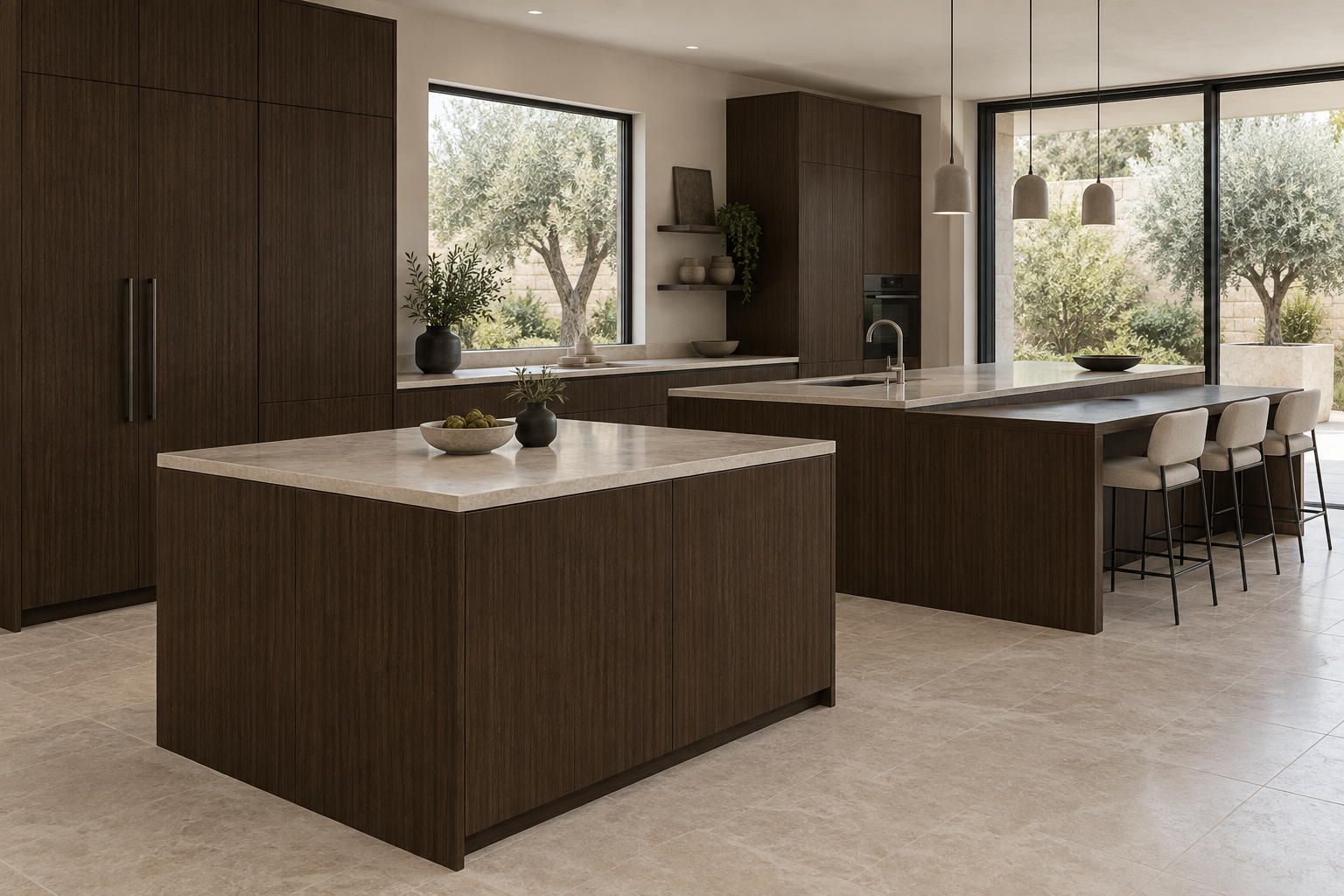 Kitchen design visualization with Snow Elm Bark HT6053 cabinetry