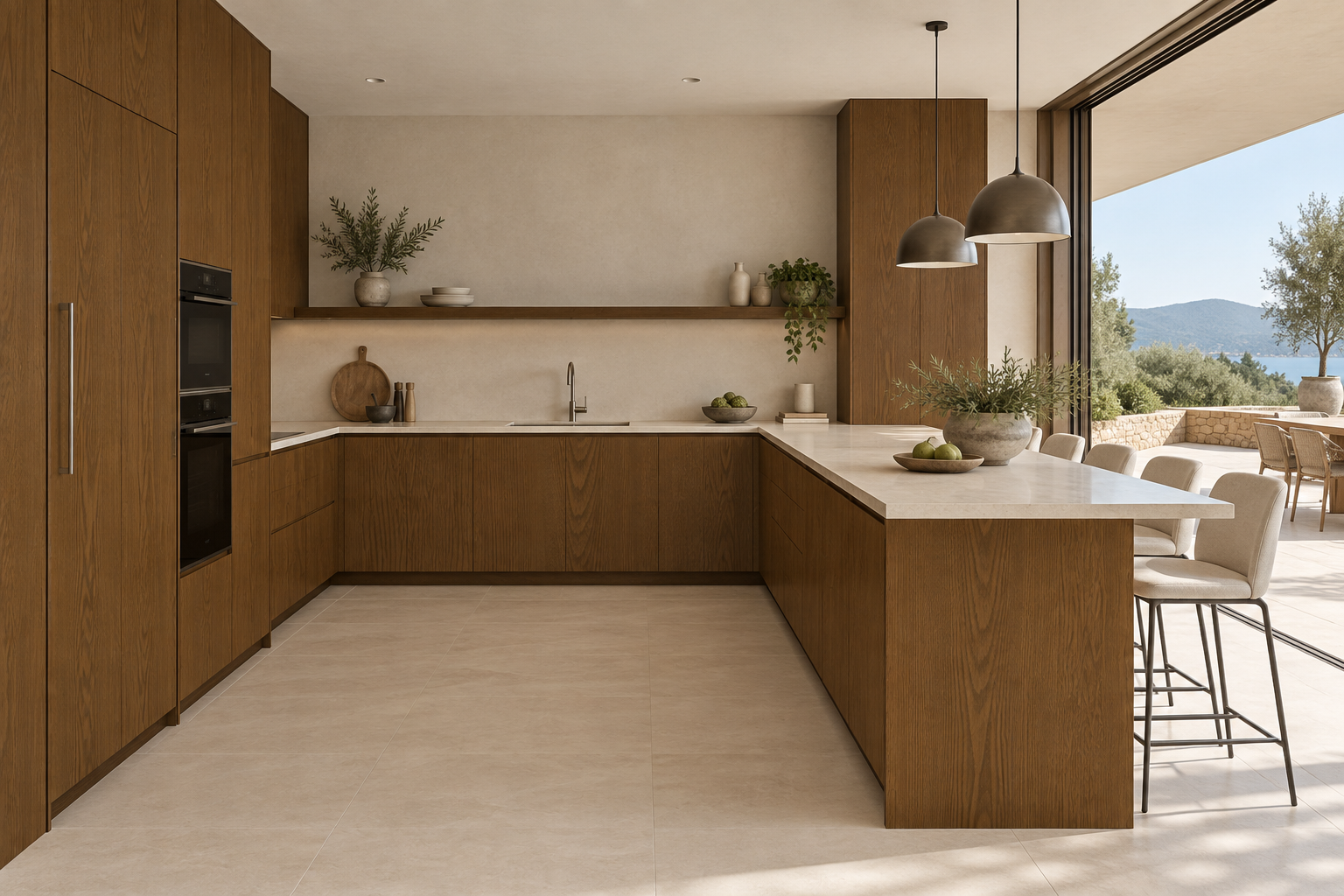 Kitchen design visualization with Kylin Elm Pot HT6071 cabinetry