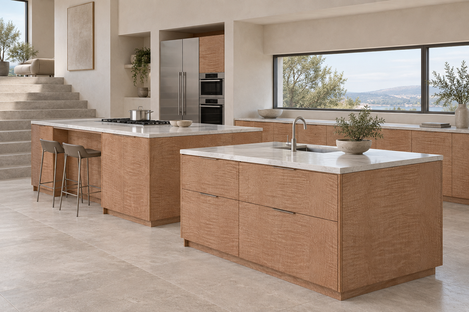 Kitchen design visualization with Maple Glimmer HZ3021 cabinetry