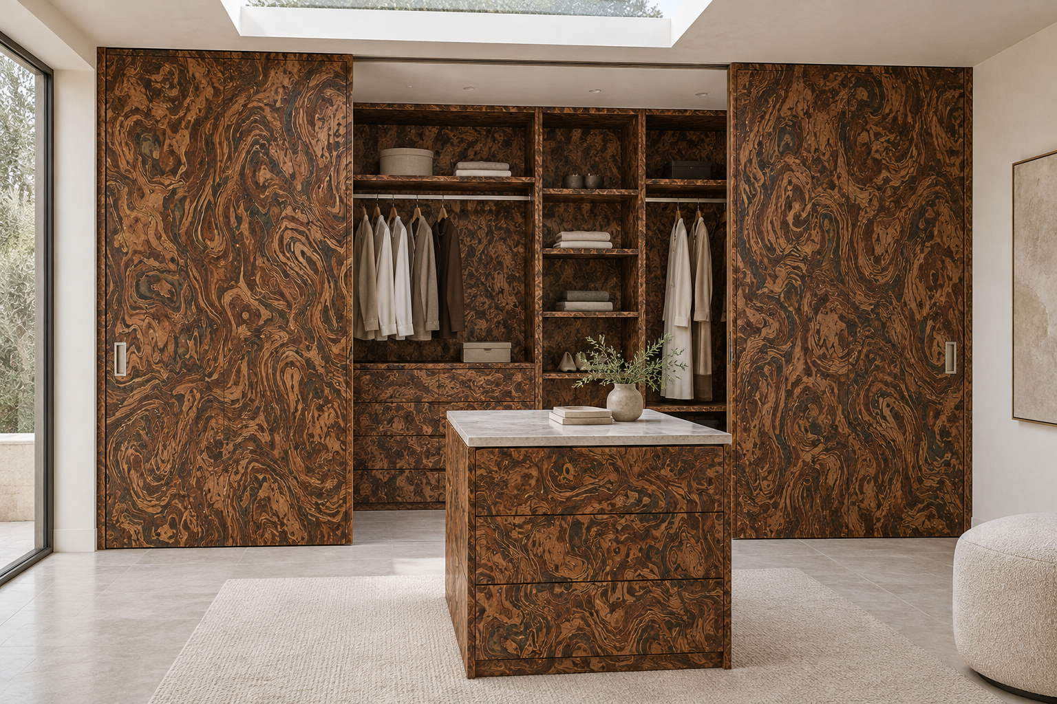 Design visualization: pocket-door dressing suite in Prague Shadow, decor HZ3023