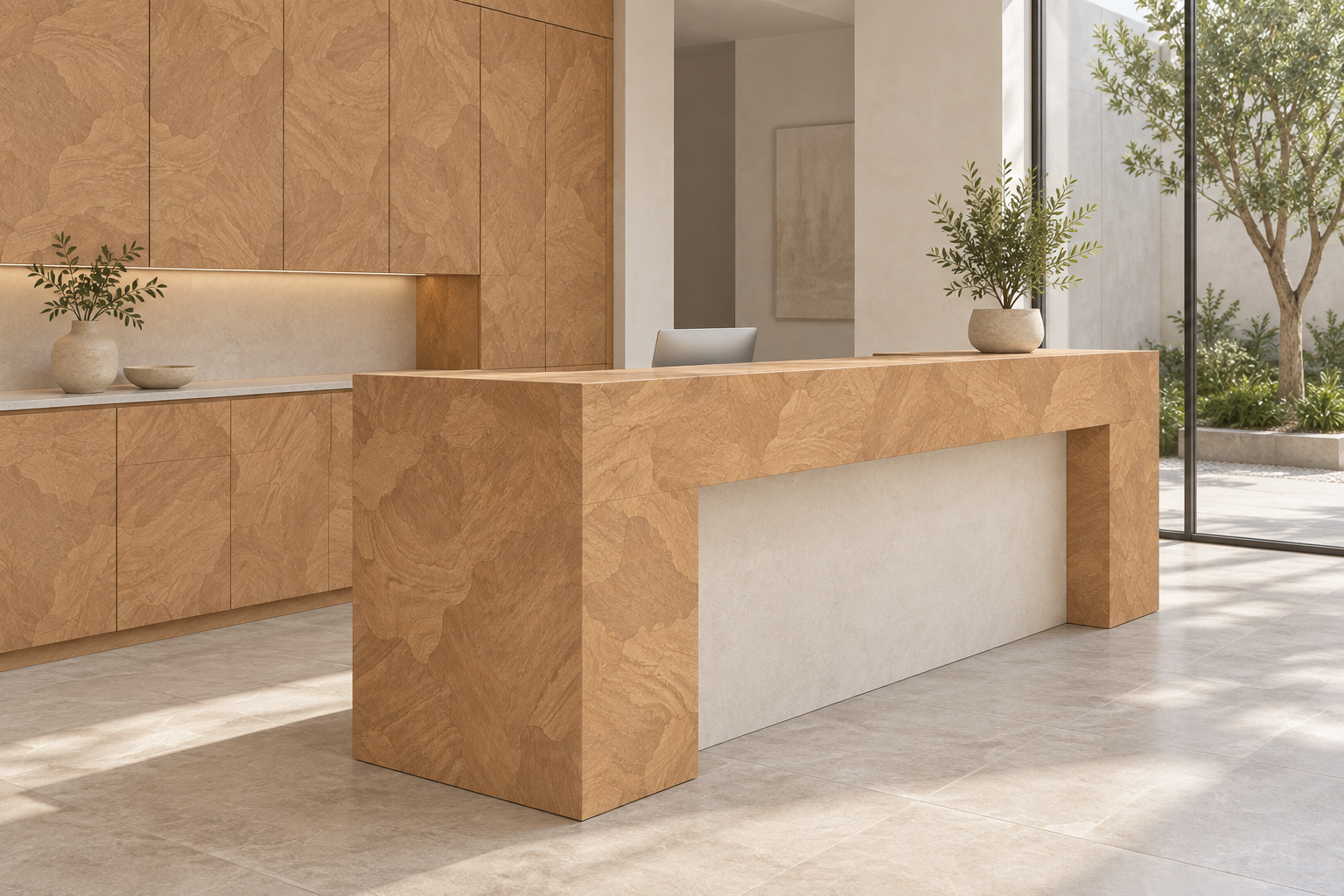 Design visualization: portal reception desk in Rocklein, decor HZ3027
