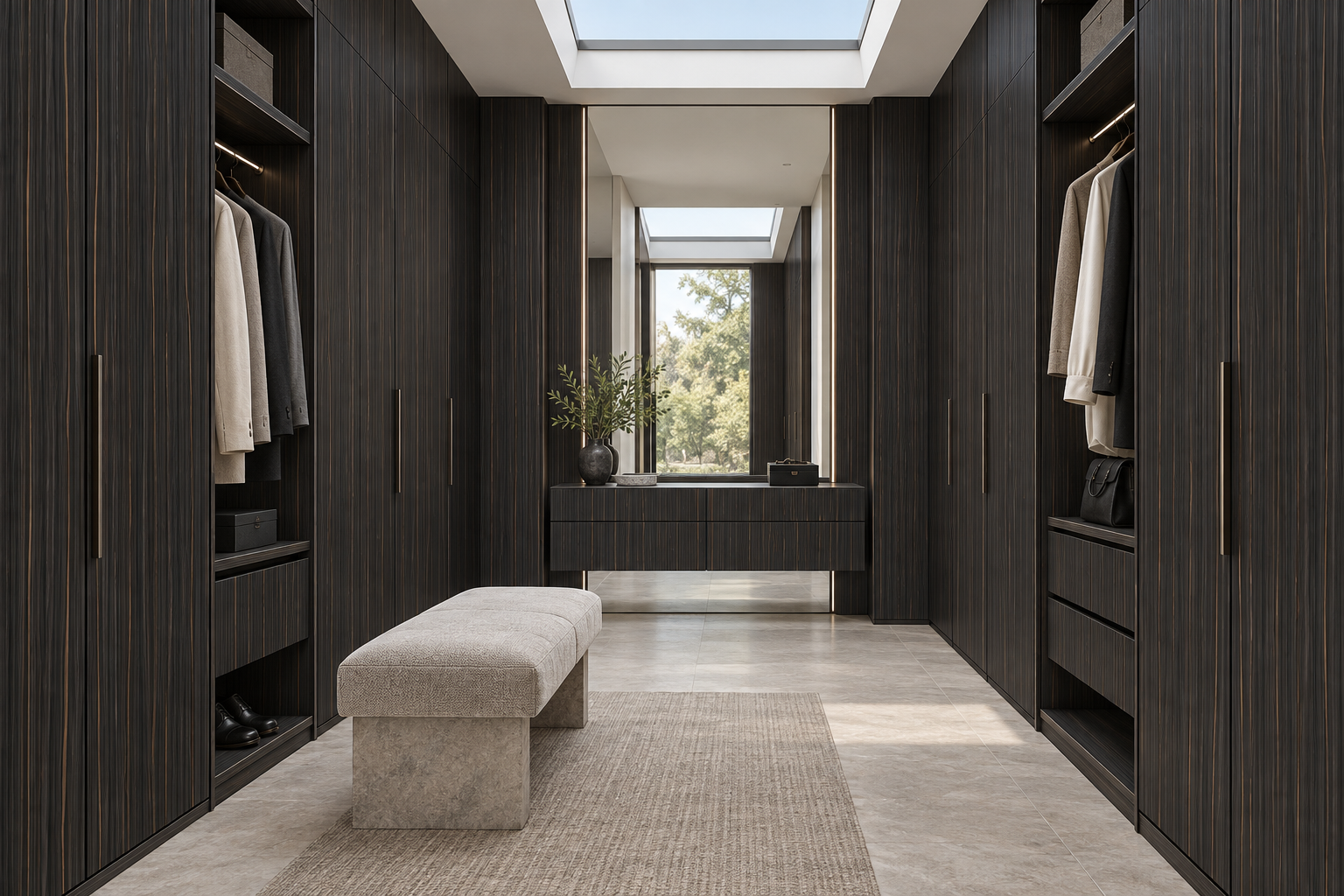Design visualization: parallel dressing aisle in Ink Wave, decor HZ3029